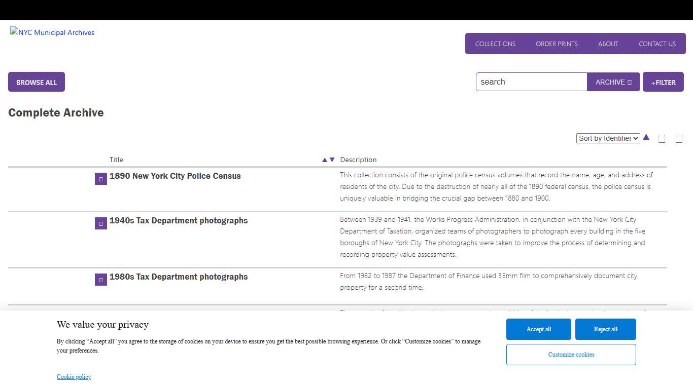 Complete Archive NYC Municipal Archives
